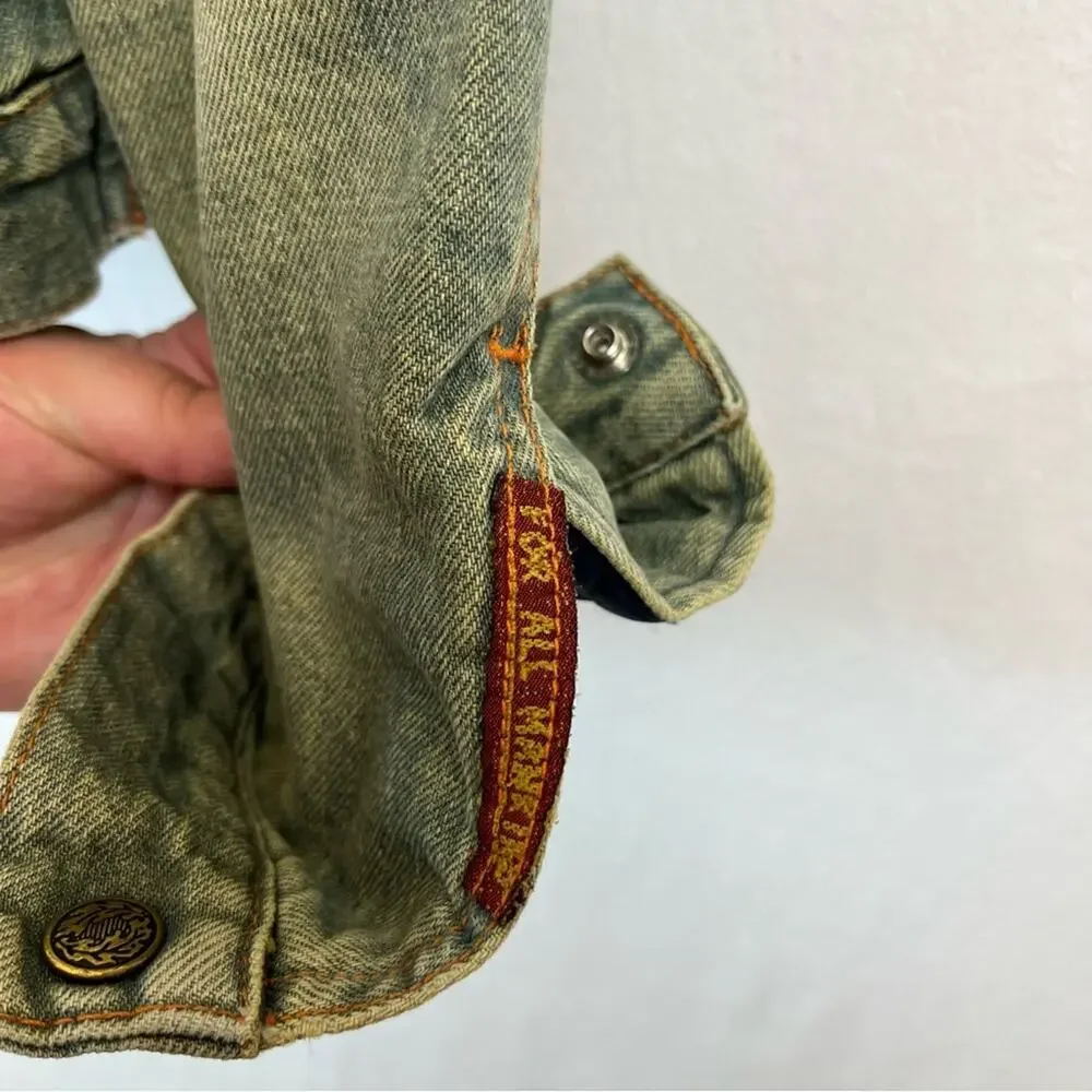 7 For All Mankind Vintage Y2K Sherpa Denim Jacket Womens Small Western